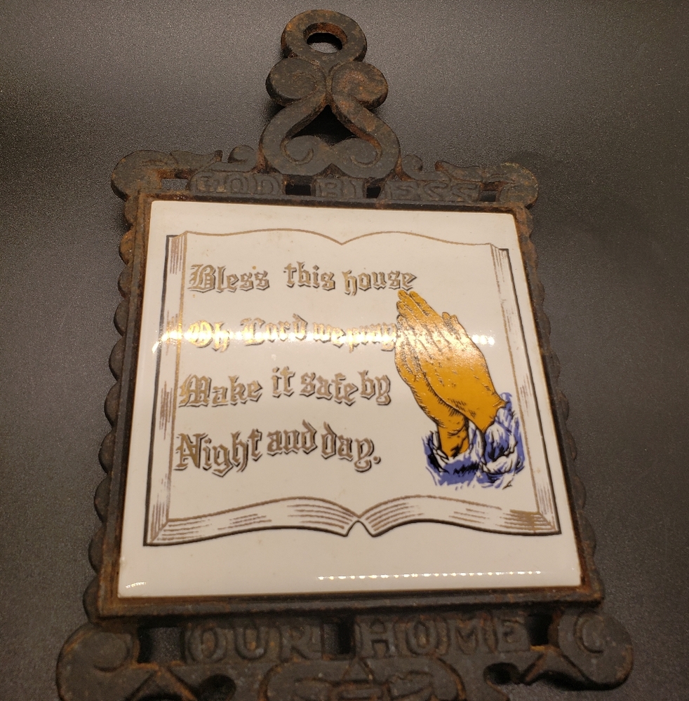 Vintage "God bless our home" trivet made in japan